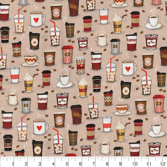 Fabric Traditions Coffee Cups Cotton Fabric